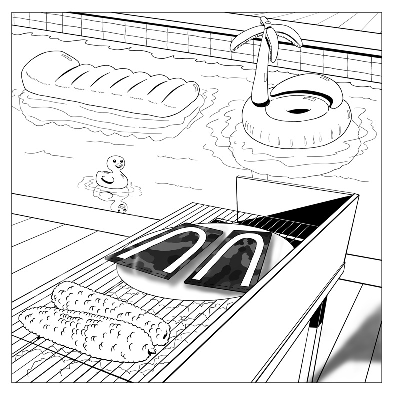 Mercutio Grillmotiv schwarz weiß 100