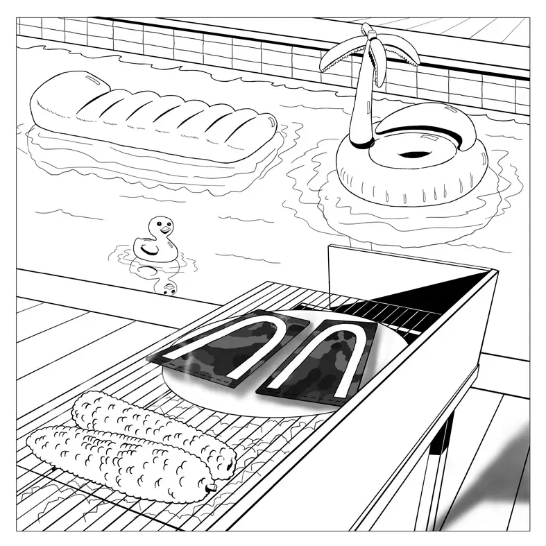 Mercutio Grillmotiv schwarz weiß 100